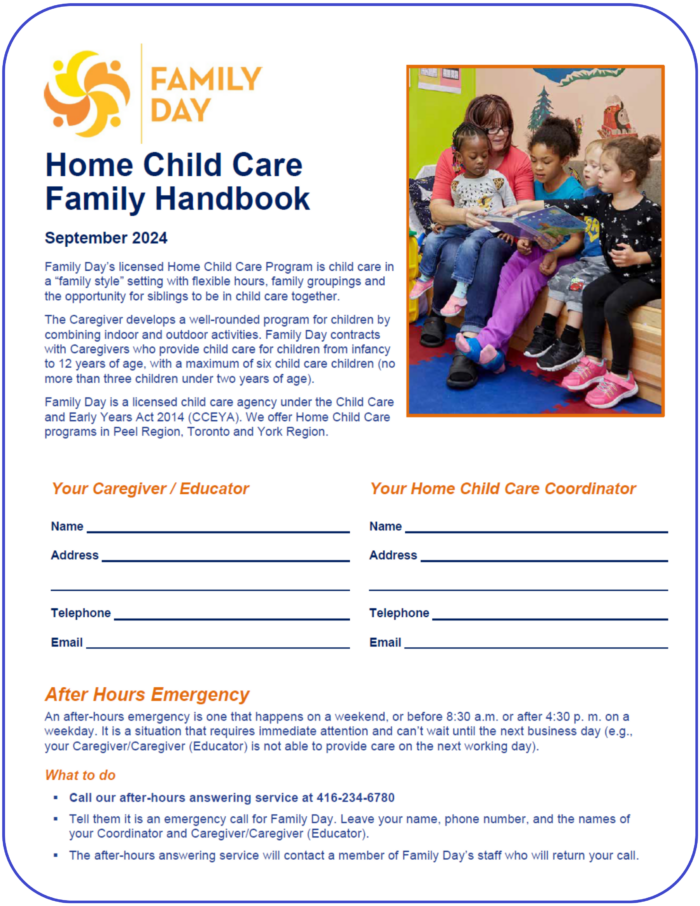 Click here to view and/or download a copy of Family Day Home Child Care Family Handbook as of September 2024