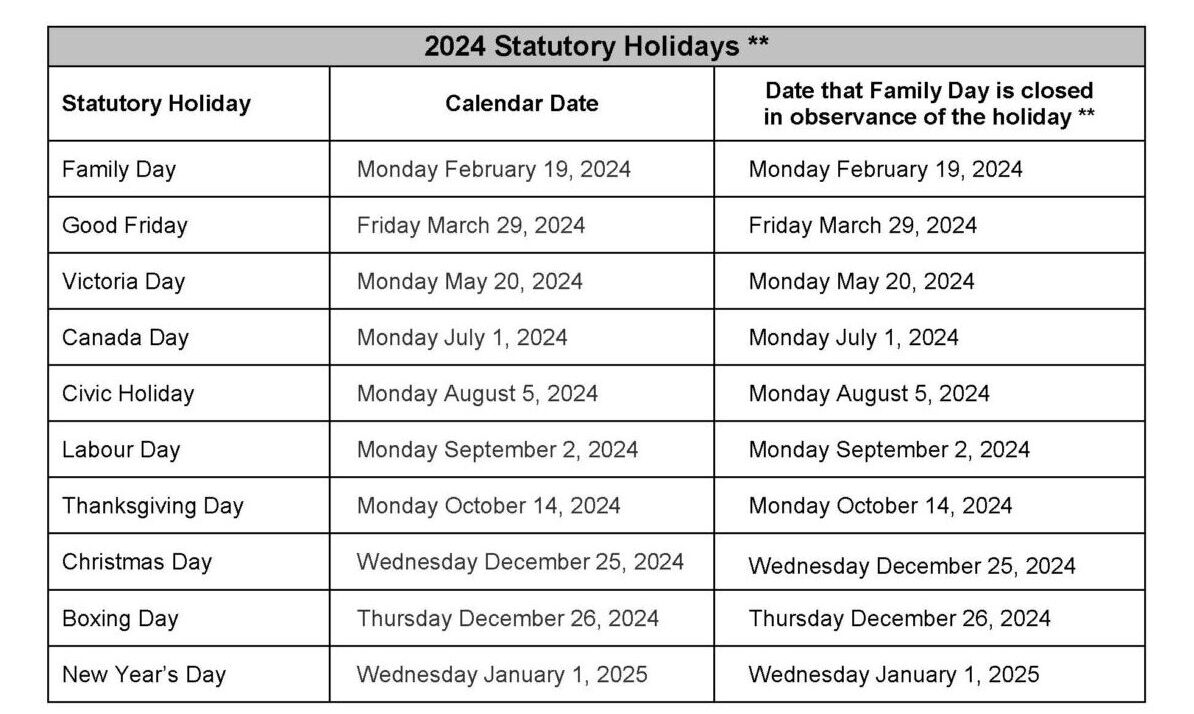 Holiday Schedule 2025 Canada Public Holidays Hanny Goldarina